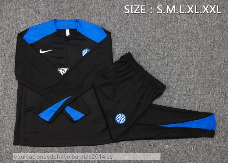 Nuevo Conjunto Completo Sudadera Entrenamiento Inter Milan 24/25 Negro Azul Baratas